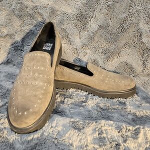 JANE AND THE SHOE Taupe Studded Loafers
